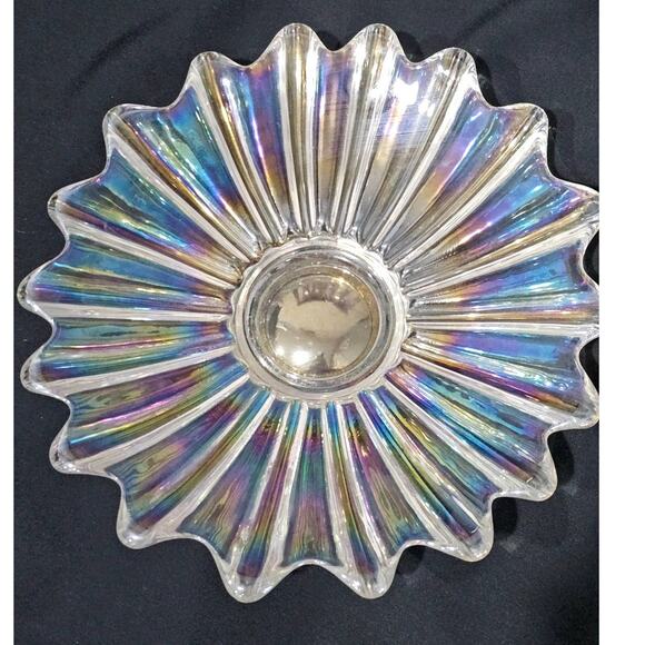 Vintage carnival iridescent glass bowl 9" - Picture 1 of 5